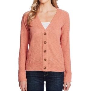 Two by Vince Camuto Raw Seam Textured Cardigan Sweater Women's‎ XXL Terra Cotta